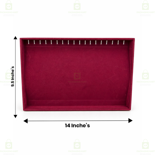 Premium Velvet Wooden Chain Tray for Jewellery Display | Elegant Necklace Organizer
