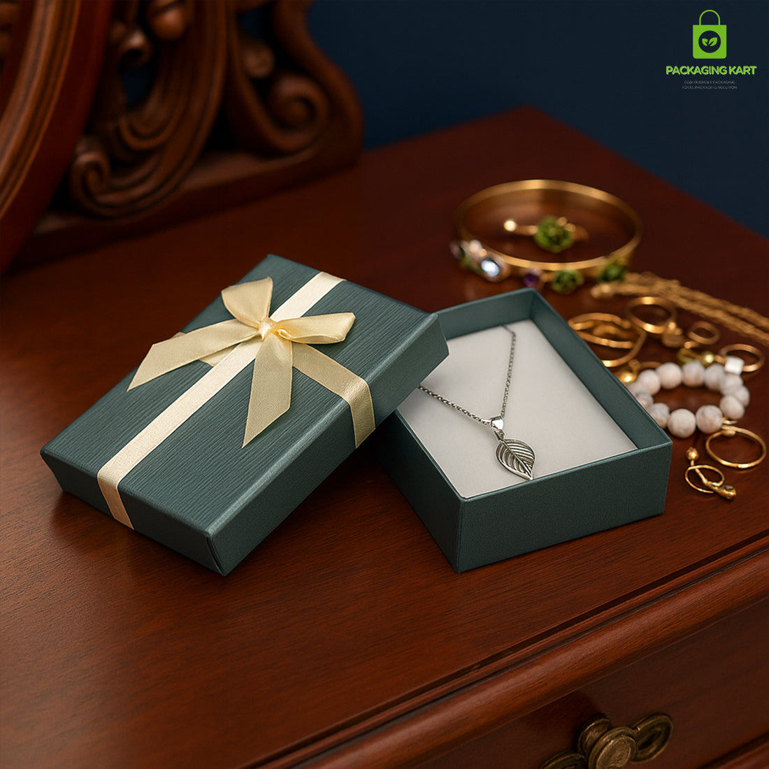 Elegant Grey Jewellery Organizer Box for Rings, Necklaces & Earrings