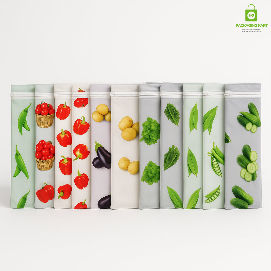 100% Cotton Set of 10 Fridge Drawstring Bags | Eco-Friendly Natural Vegetables Storage Mesh Net for Fridge | Multi-Purpose Cotton Mesh Bag