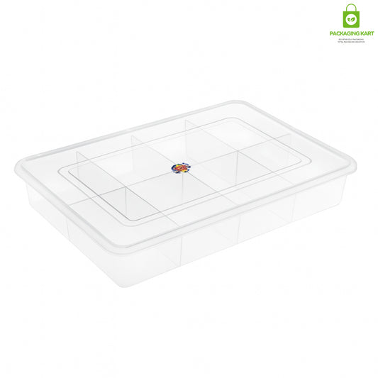 Multipurpose 8 Grid Plastic Jewellery Organizer – Travel-Friendly Storage Box