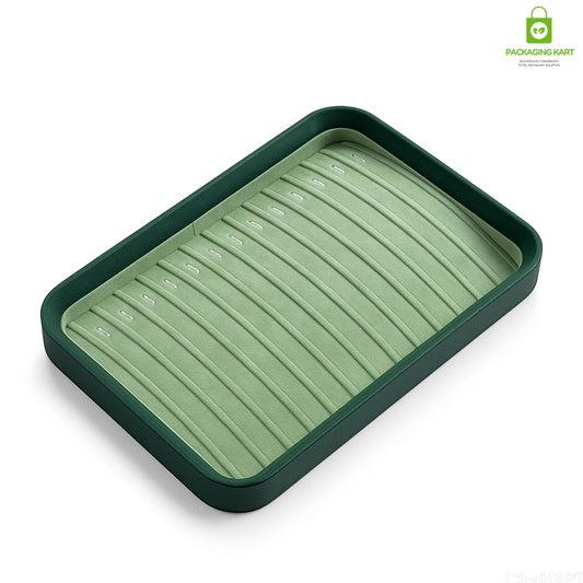 Premium Green Velvet Necklace Chain Tray for Jewelry Display & Storage