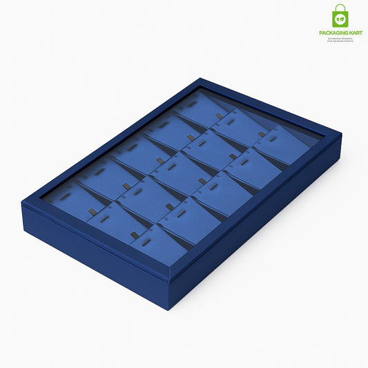 Premium Blue Glass Necklace Tray for Jewelry Storage & Display