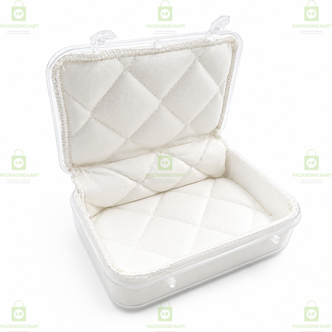 Durable Jewellery Plastic Storage Box with Soft White Cushion Cotton Lining for Protection