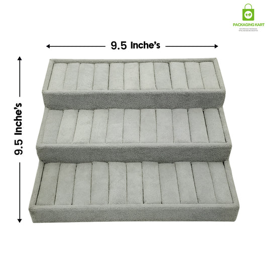 3-Step Velvet Bangle Display Rack – Professional Jewelry Stand for Exhibitions