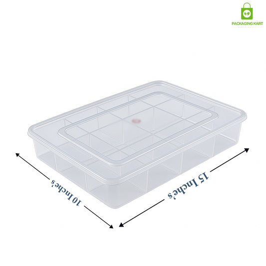 12 Partition Plastic Jewellery Organizer – Clear Storage Box for Accessories