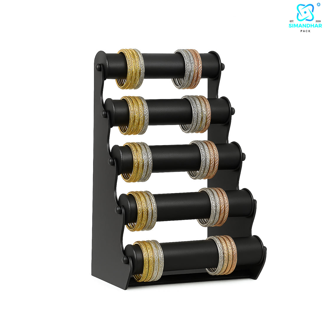 Black Plastic 5 Roll Jewelry Bangle Display Stand Holder For Jewelry Storage And Jewelry Shop