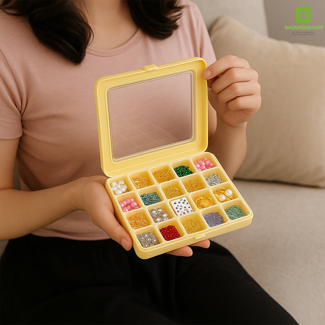 Premium Ivory Jewellery Plastic Box Set – 20 Pcs Organizer Pack