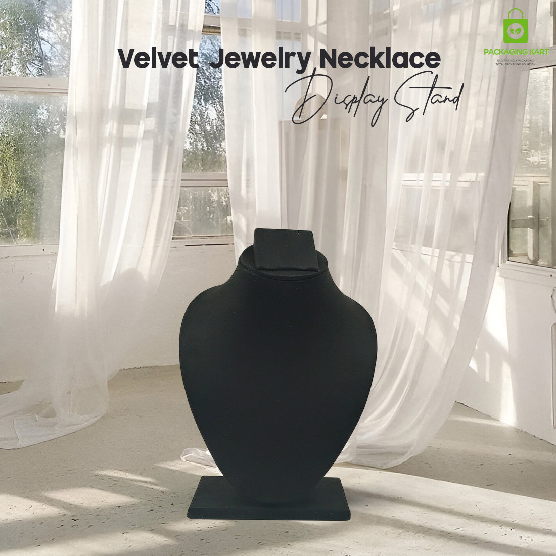Black Velvet Jewellery Display Bust – Necklace & Pendant Stand