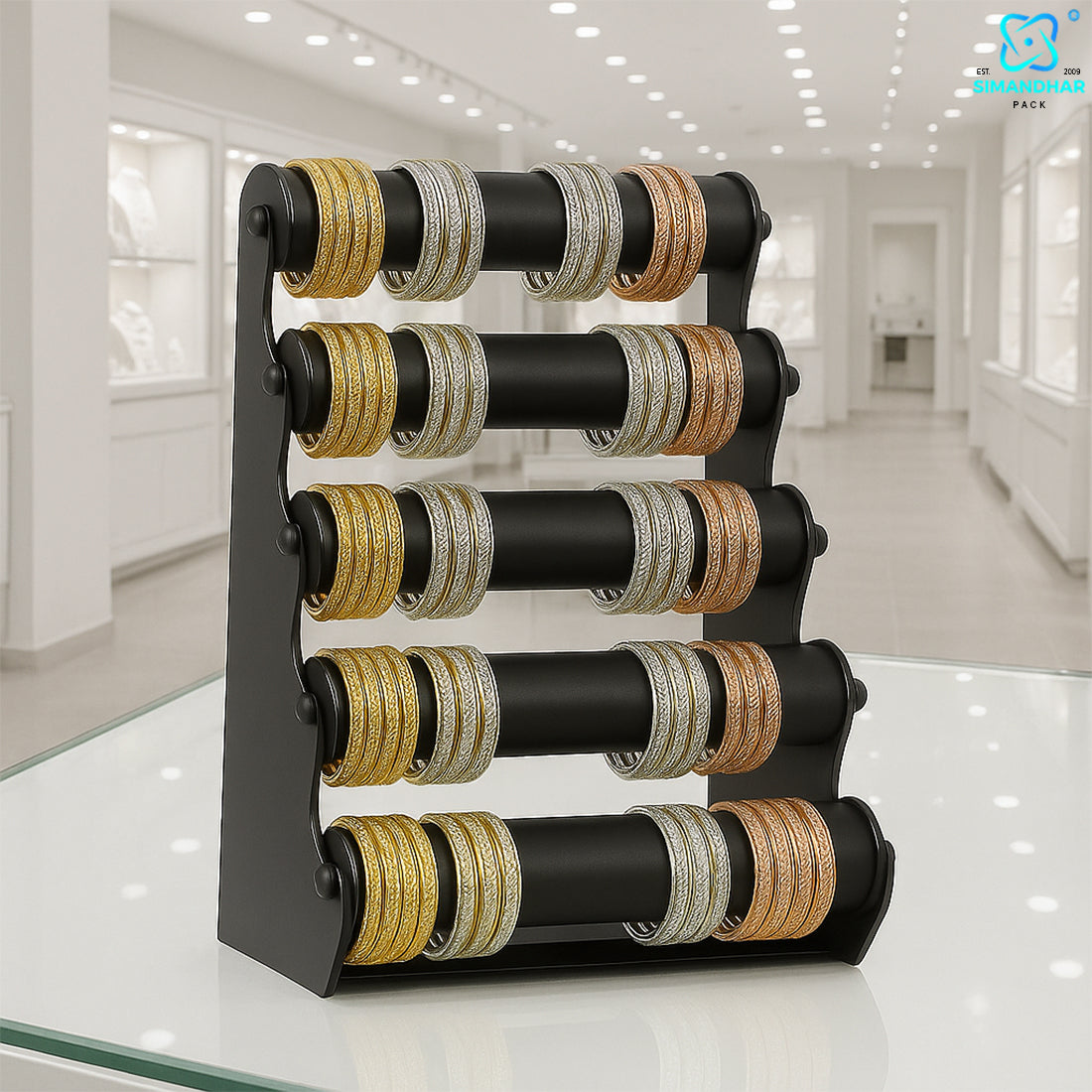 Black Plastic 5 Roll Jewelry Bangle Display Stand Holder For Jewelry Storage And Jewelry Shop