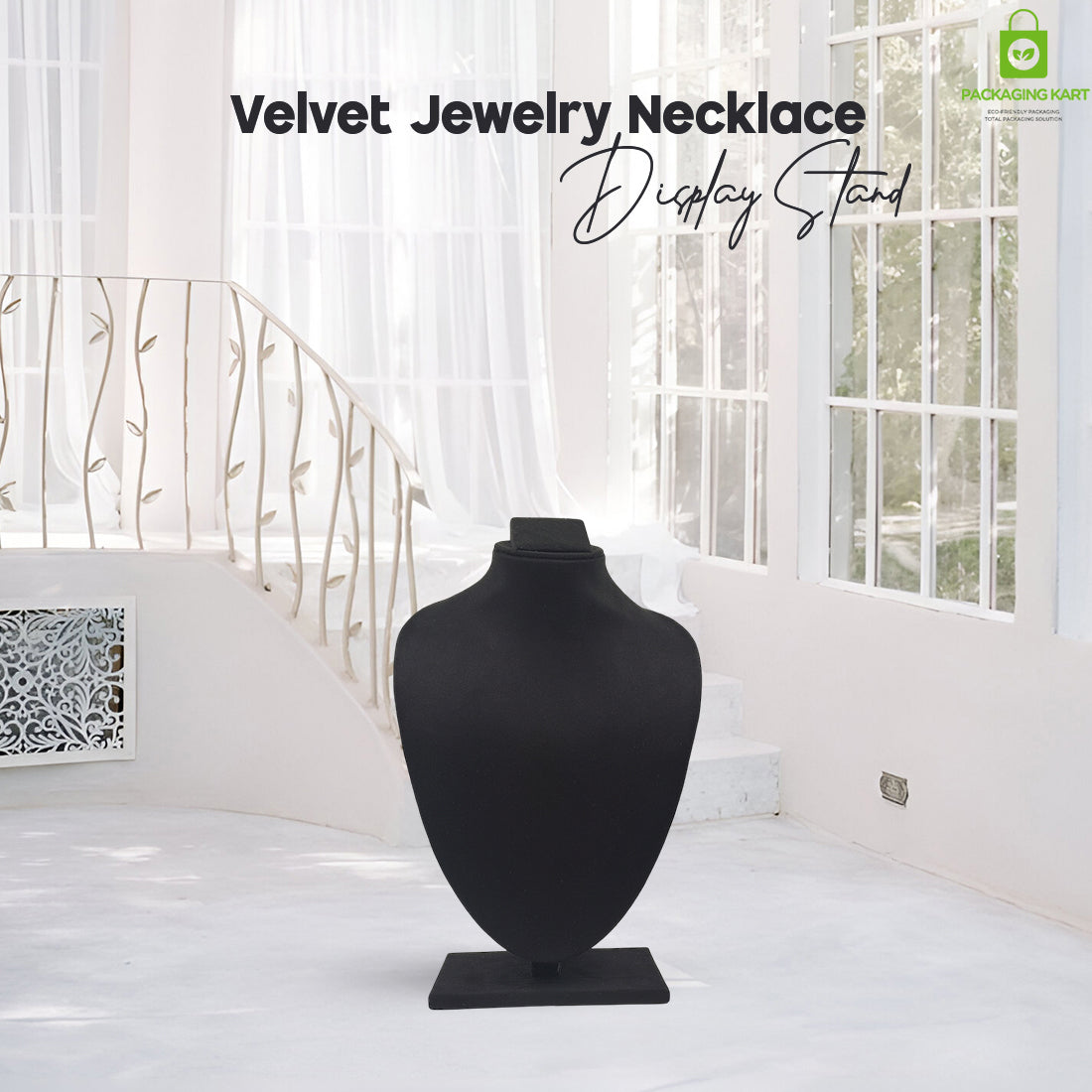 Black Velvet Jewellery Display Bust – Necklace & Pendant Stand
