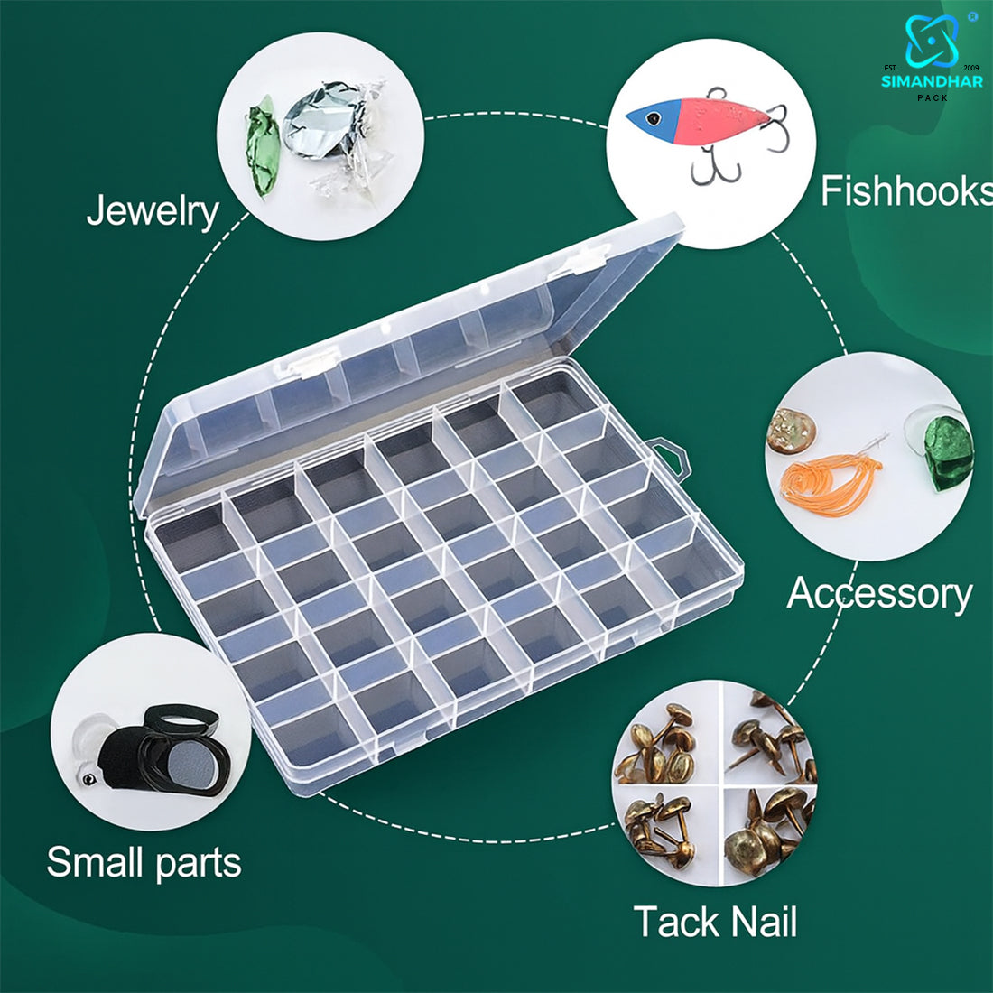 Transparent 24-Slot Jewellery Organizer – Plastic Storage Box for Accessories