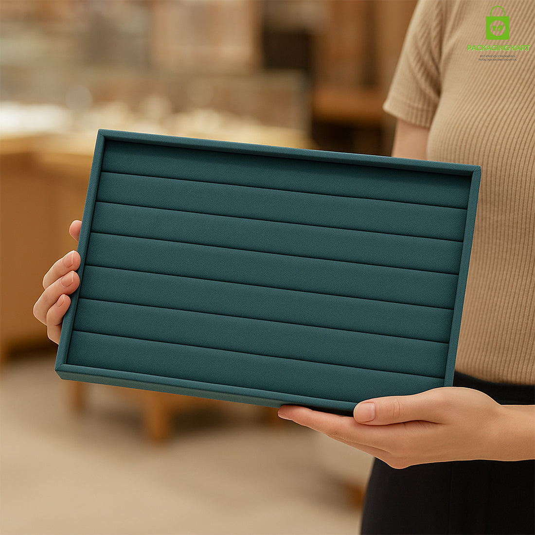 Elegant Green Jewellery Tray – Ring Arrangement