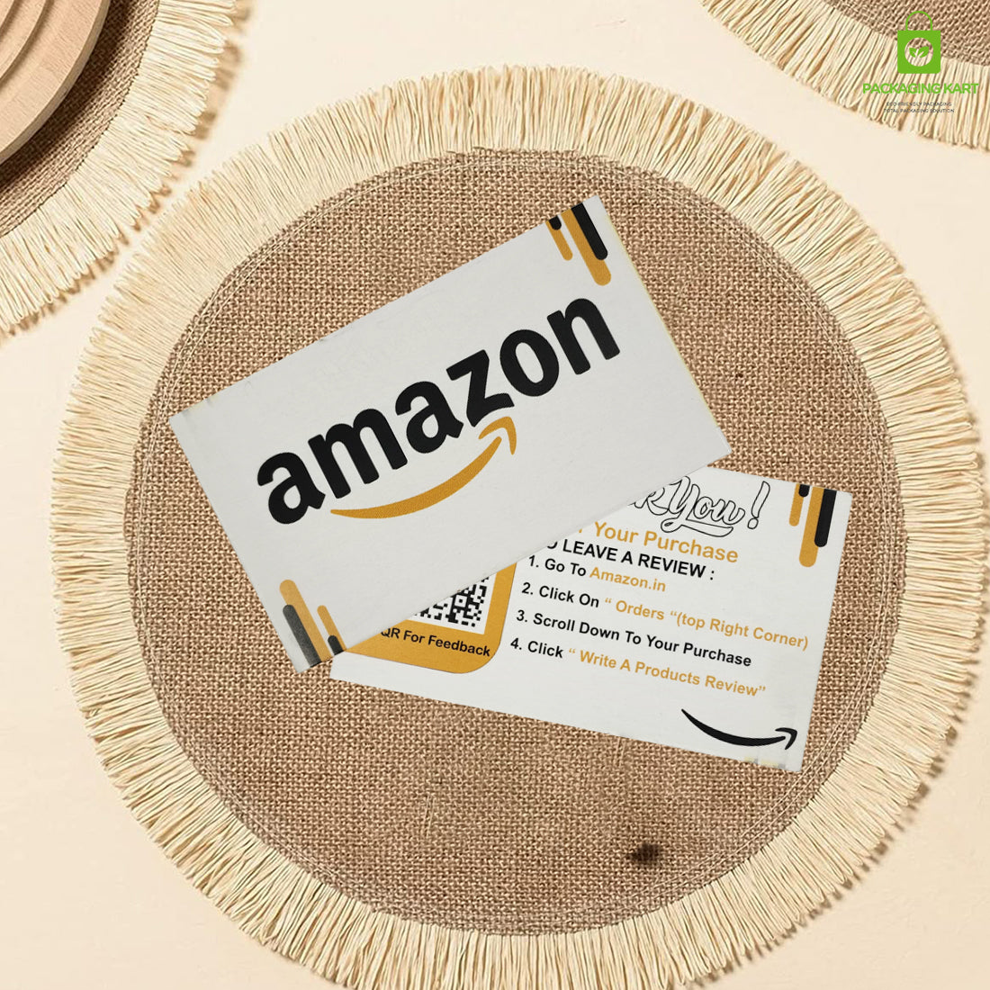 Amazon Seller Feedback Card with 5 Star Rating Message