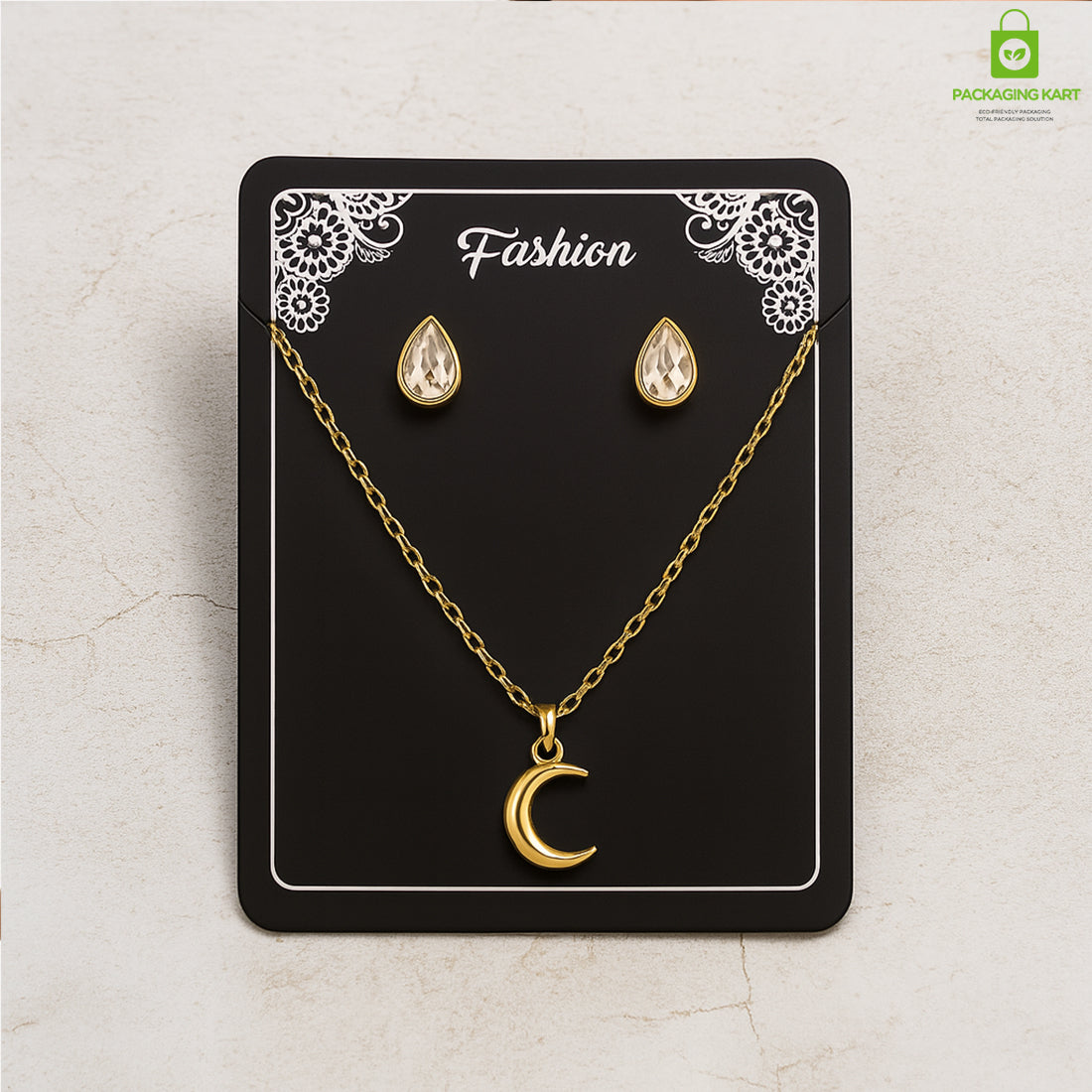 Fashion Jewellery Set Card in Black for Elegant Packaging