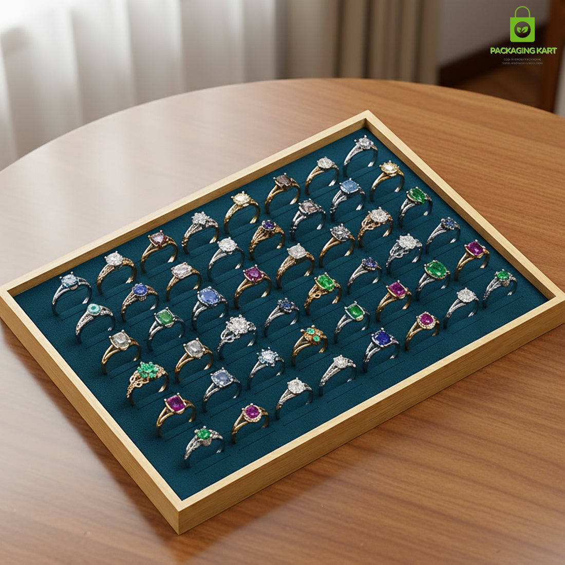 Elegant Green Jewellery Tray – Ring Arrangement