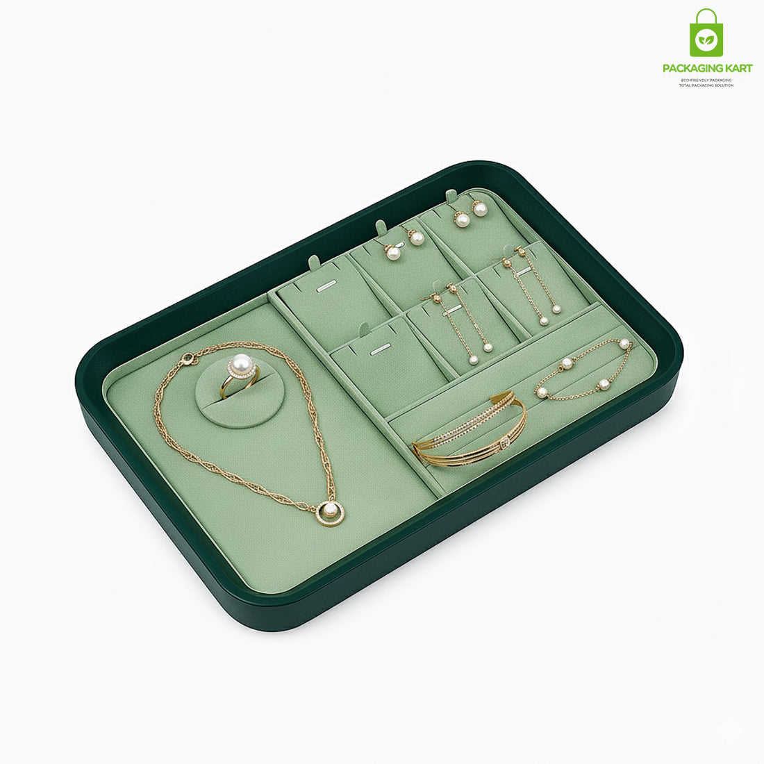 Green Necklace Display Tray | Pendant & Chain Jewellery Organizer