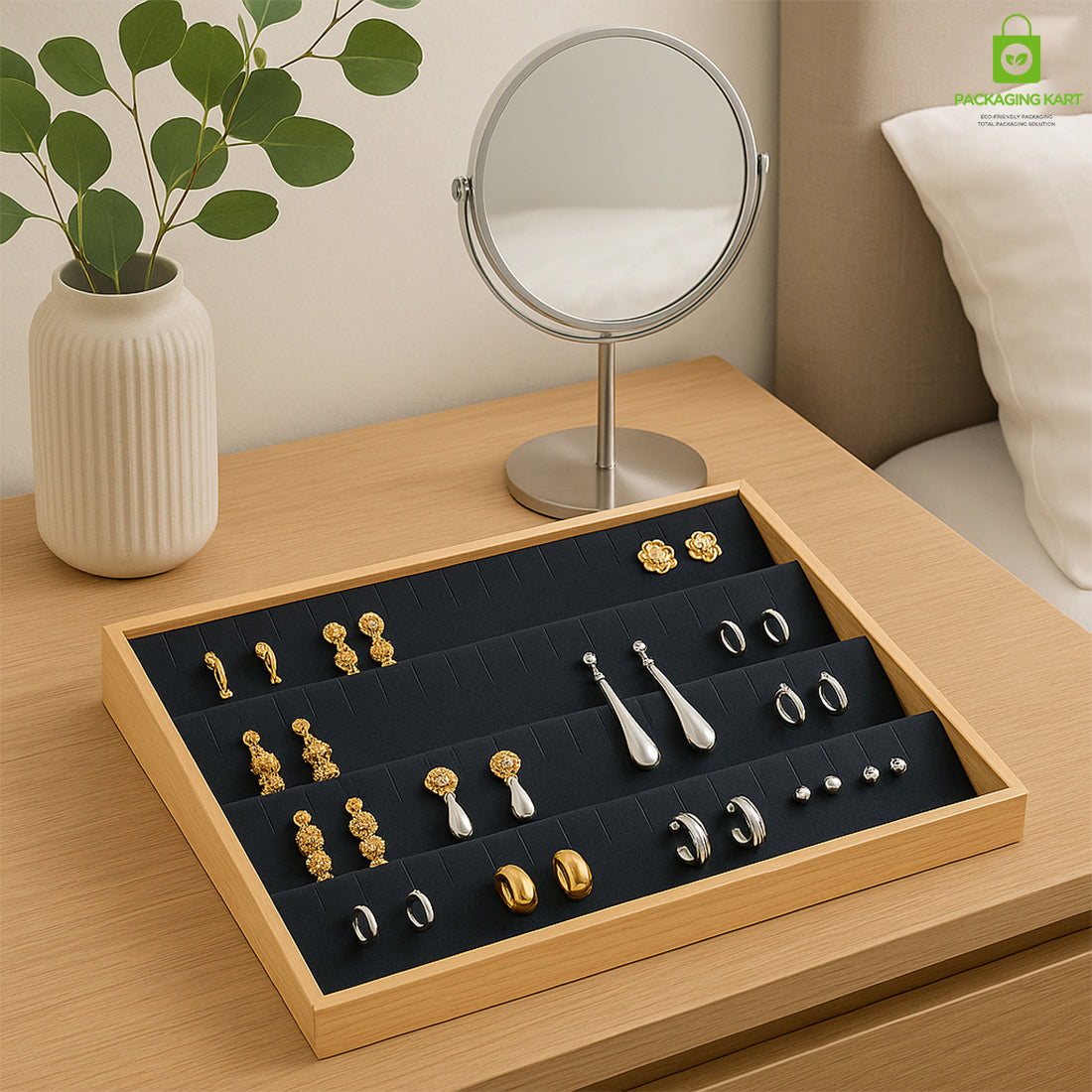 Black Jewellery Tray for Earrings – Stud & Hoop Display Stand