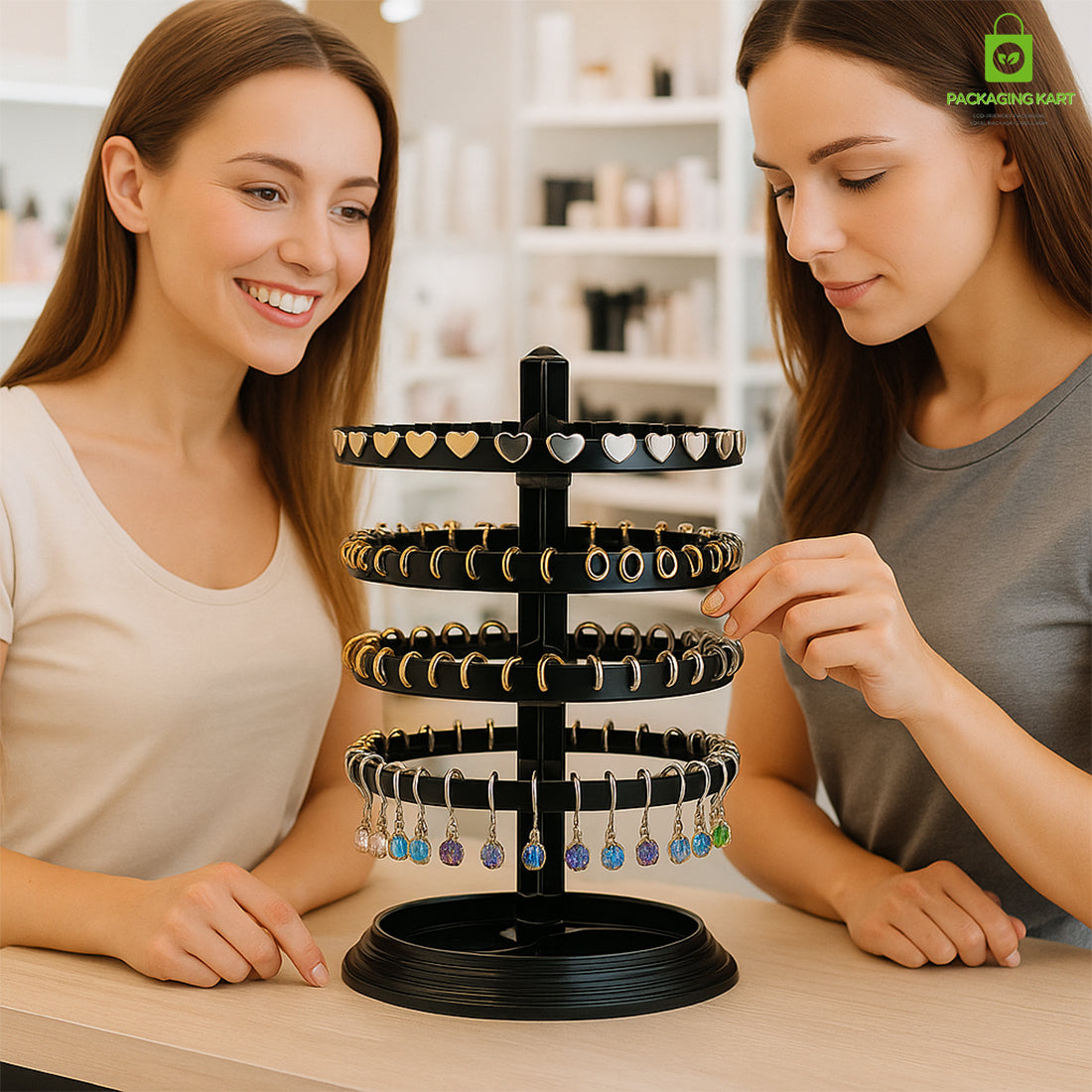 360° Rotating Earrings Stand – Jewelry Display Holder for Studs & Danglers