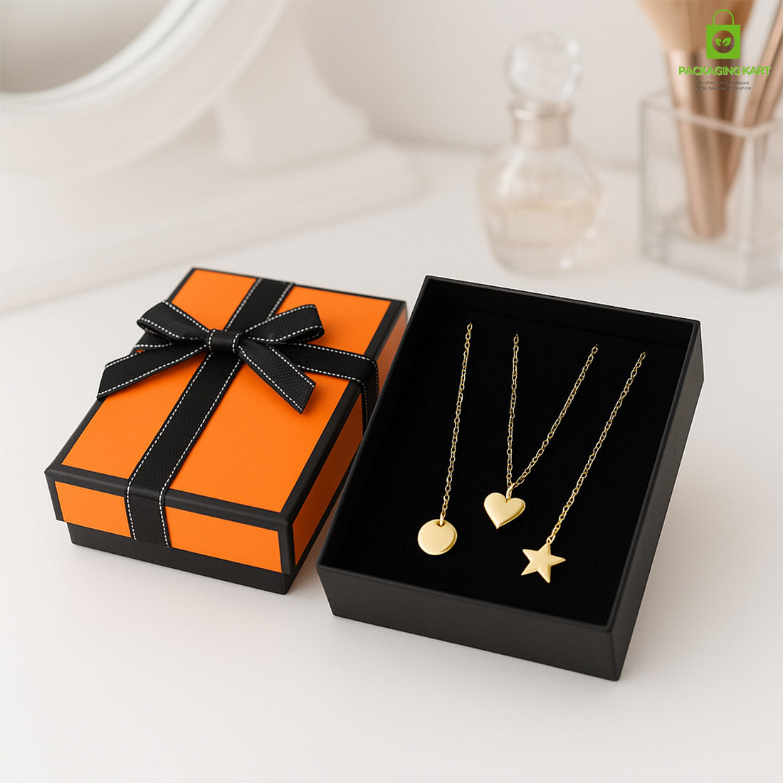 Luxury Orange Jewellery Case – Keep Your Rings, Earrings & Necklaces Organized