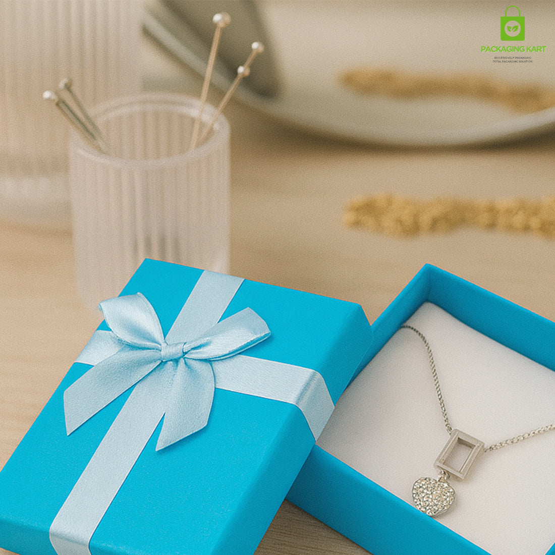 Luxury Blue Jewellery Storage Box with Multiple Compartments