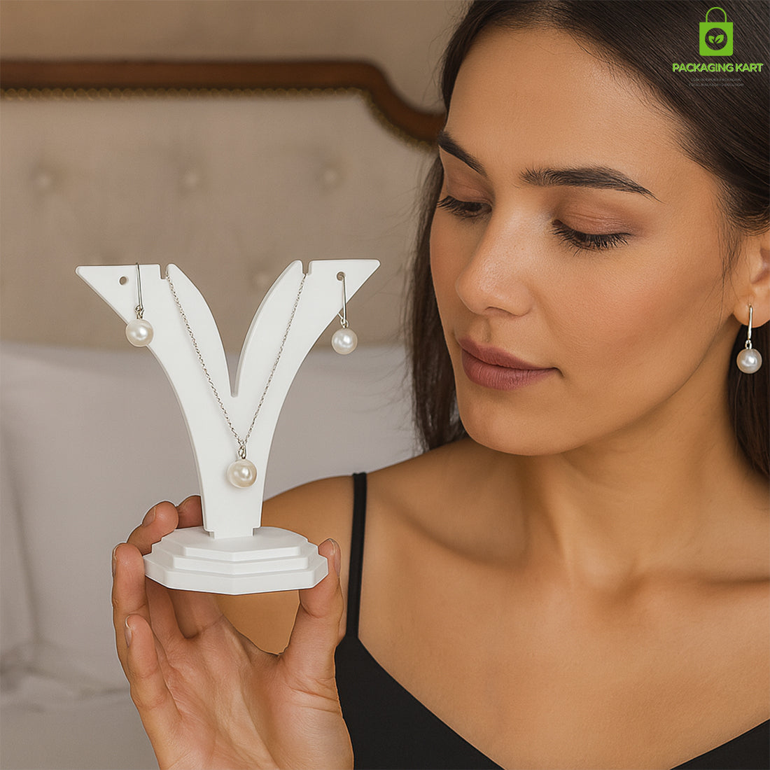 Minimalist White Earring Holder – Y Shape Jewelry Organizer