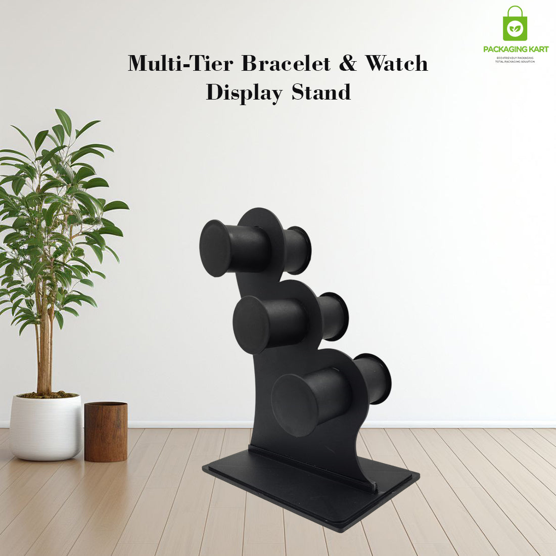 Black Plastic 3 Roll Jewelry Bangle Display Stand Holder For Jewelry Storage And Jewelry Shop