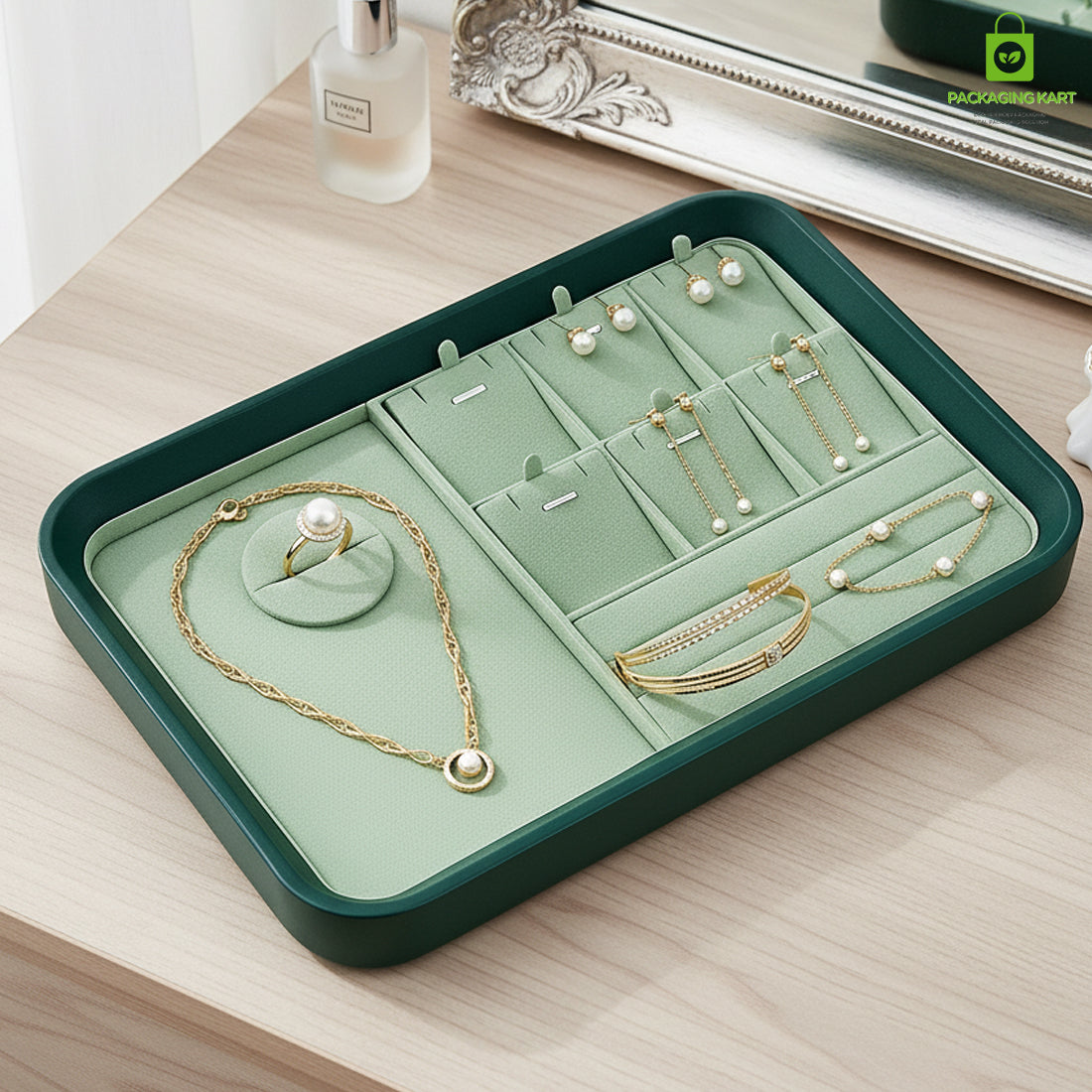 Green Necklace Display Tray | Pendant & Chain Jewellery Organizer