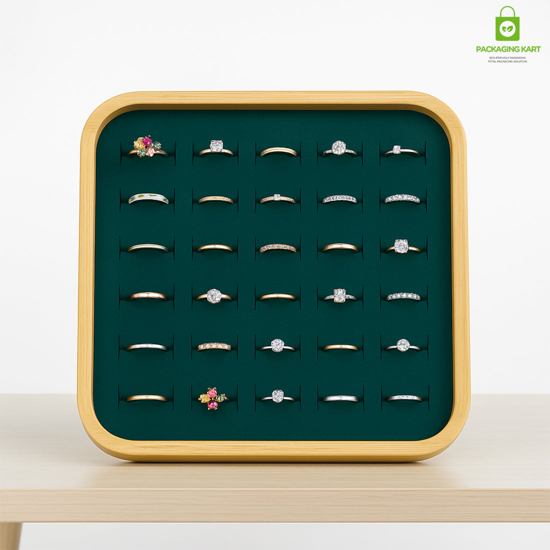 Premium Green Jewellery Ring Tray – Elegant Storage Solution