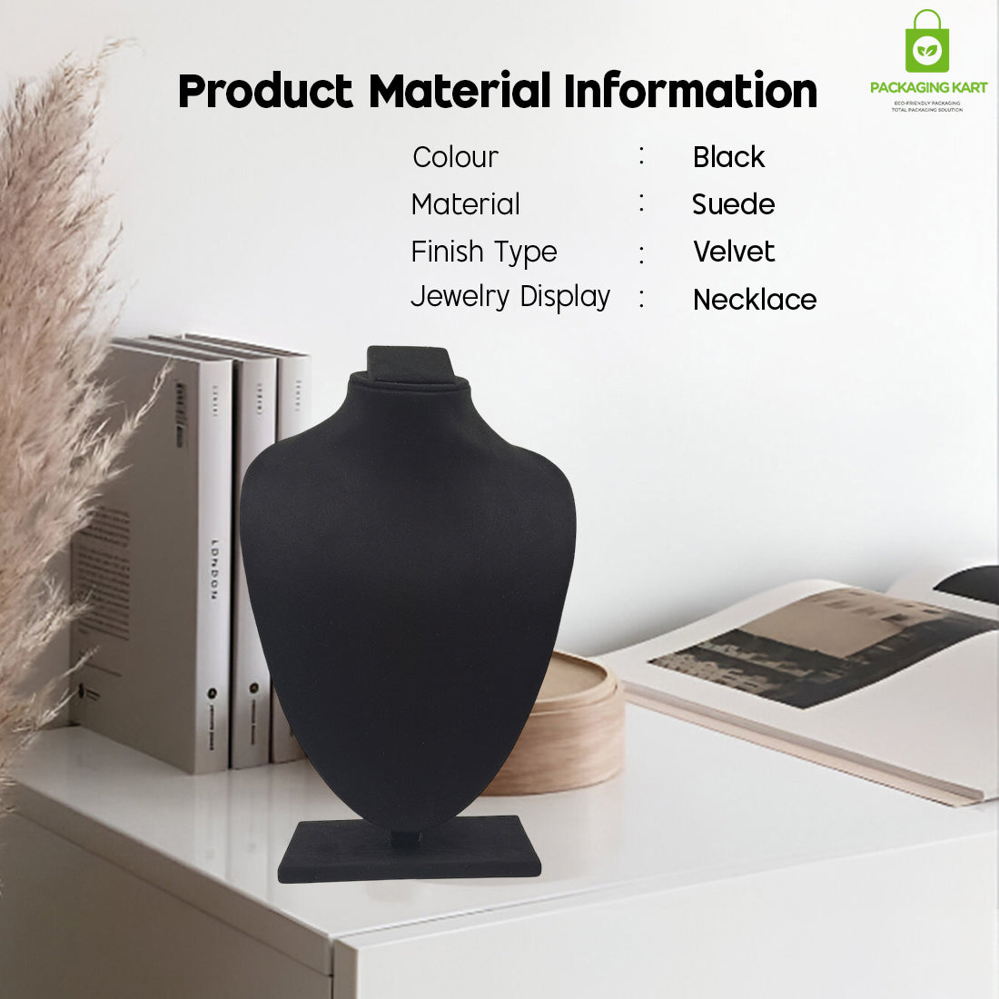 Black Velvet Jewellery Display Bust – Necklace & Pendant Stand