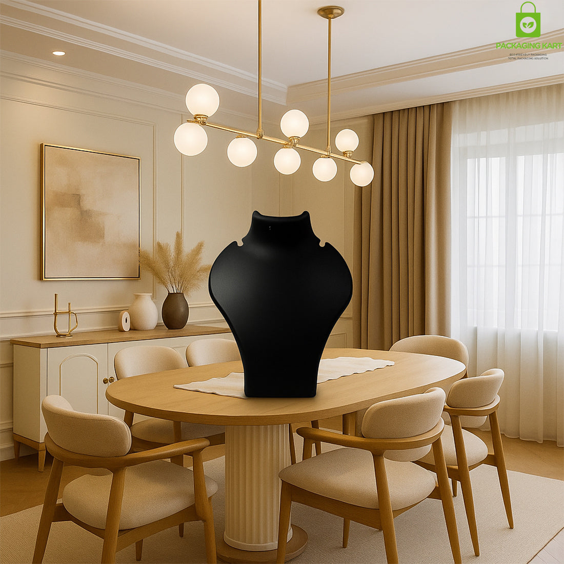 Black Plastic Fibre Jewellery Display Statue – Elegant Neck Stand