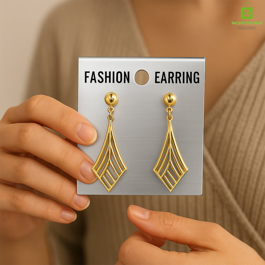Earring Display Cards Silver Finish – Ideal for Studs, Hoops & Dangling Earrings