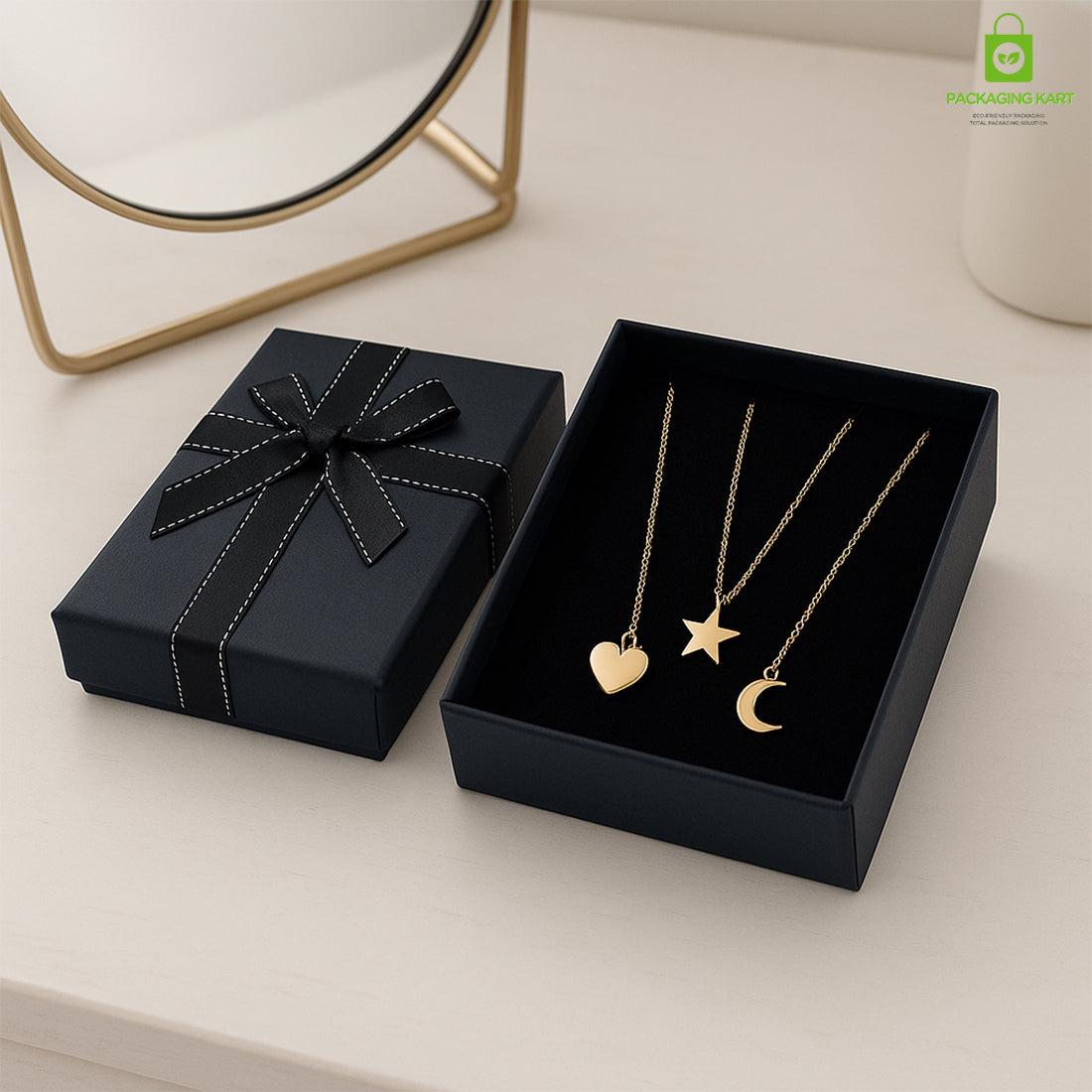 Premium Black Jewellery Organizer Box for Rings, Necklaces & Earrings