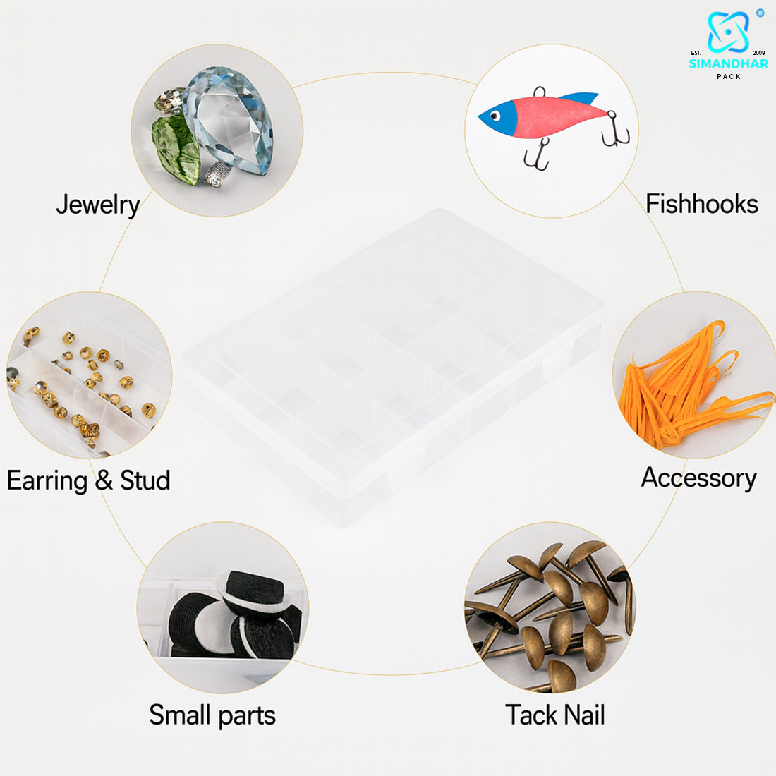 18-Grid Plastic Jewellery Storage Case – Multipurpose Organizer for Accessories