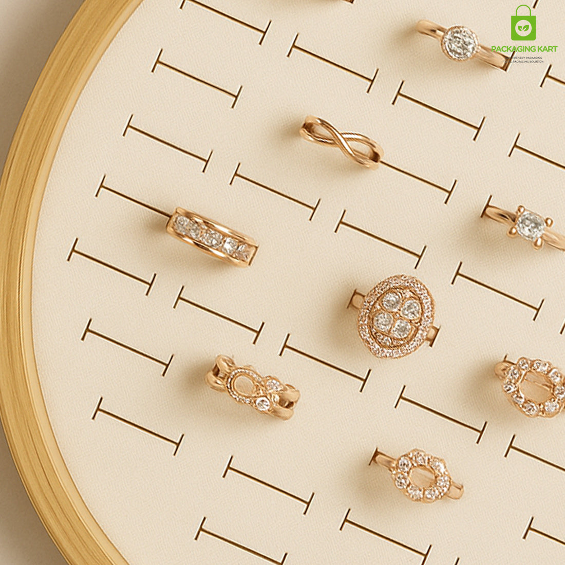 Elegant Cream Ring Jewellery Fancy Tray for Shops