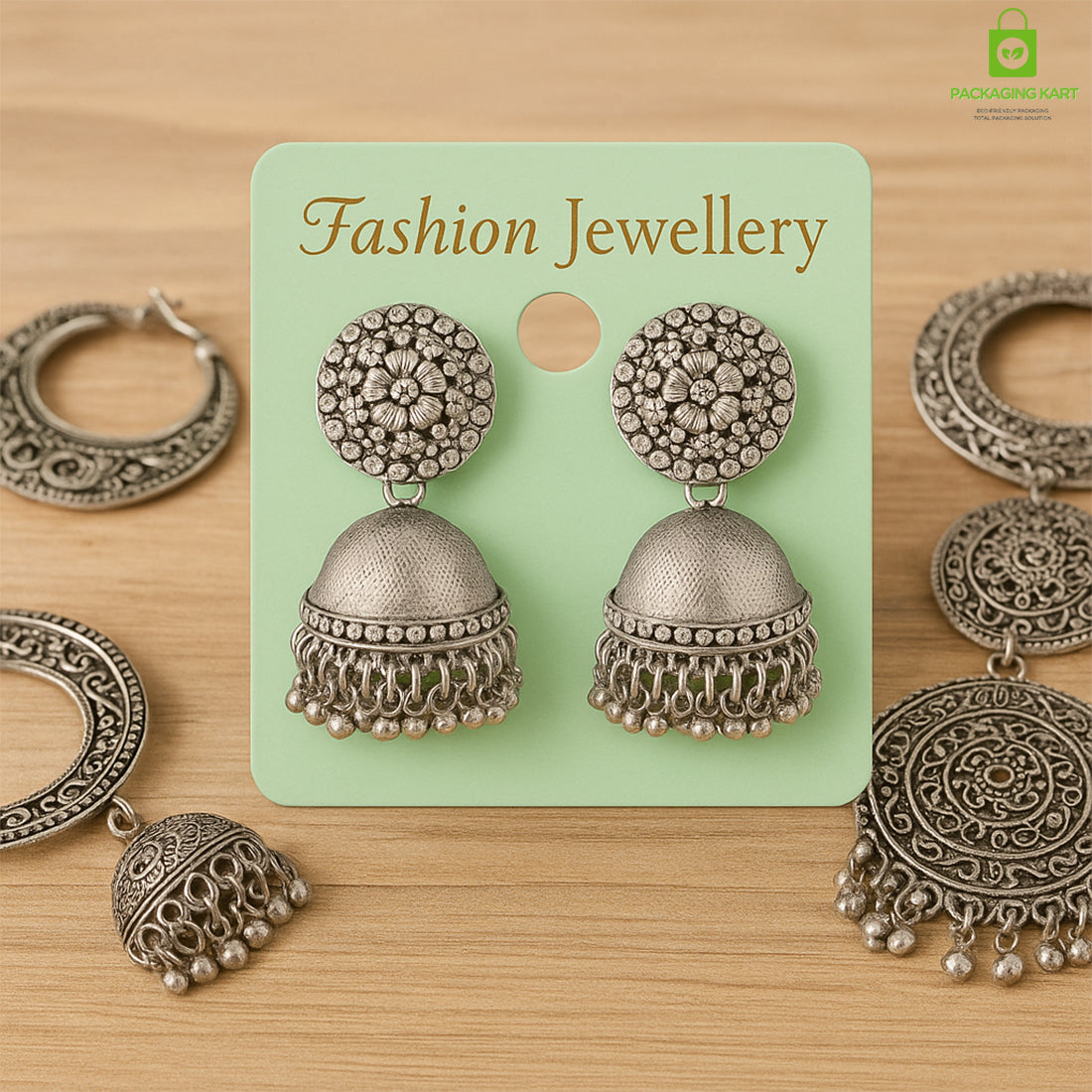Green Stud Earrings Display Cards – Clean & Minimalist Jewelry Holder