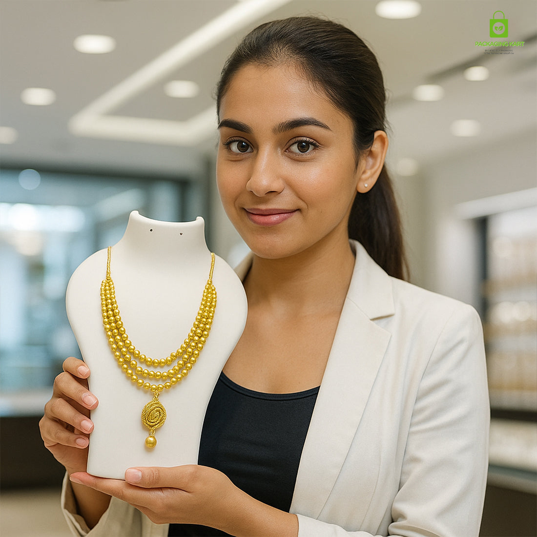 Black Plastic Fibre Jewellery Display Statue – Elegant Neck Stand