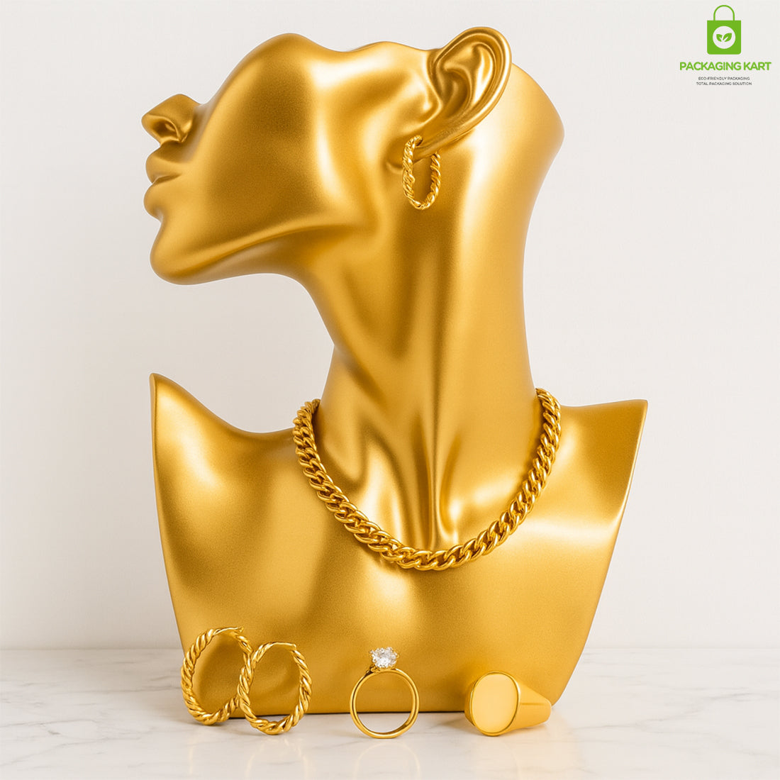 Premium Golden Mannequin Statue for Jewellery Shops & Exhibitions