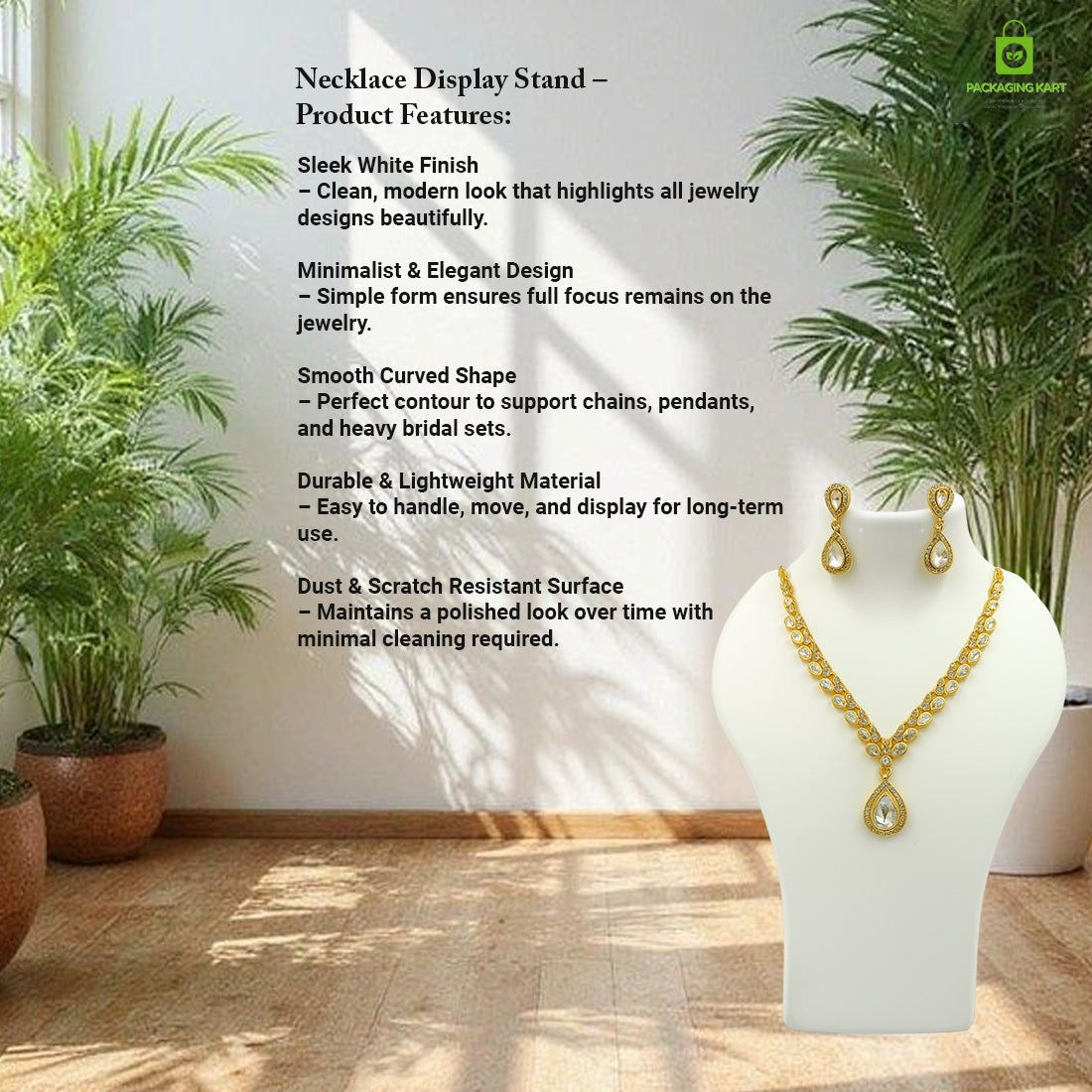 Black Plastic Fibre Jewellery Display Statue – Elegant Neck Stand