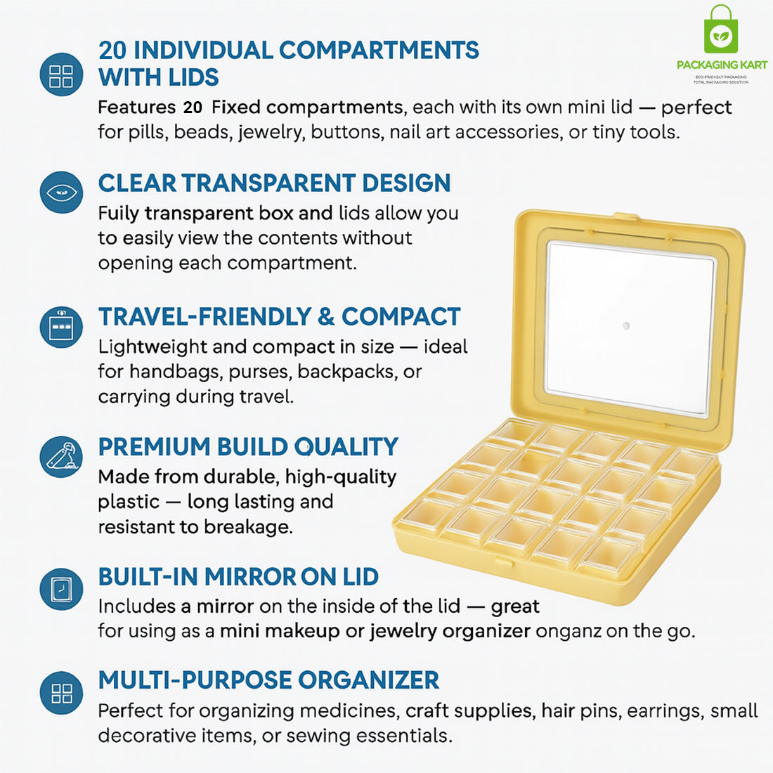 20 Pcs Ivory Jewellery Organizer Box – Durable & Lightweight Design