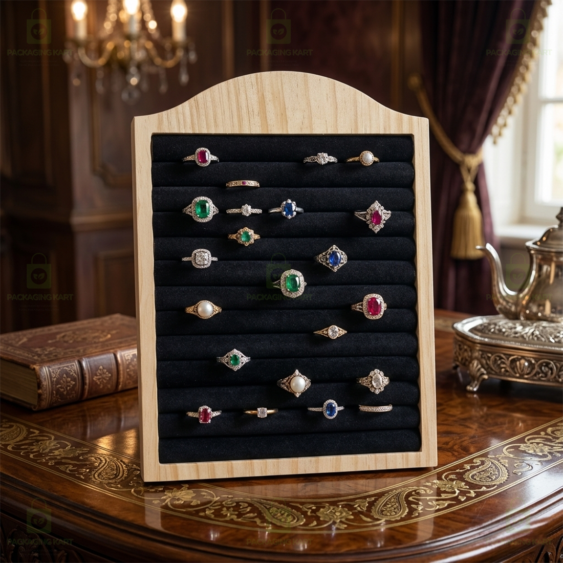 Wooden Ring Stand for Jewellery Display | Premium Ring Holder Organizer for Shop & Home