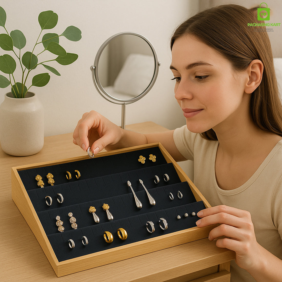 Black Jewellery Tray for Earrings – Stud & Hoop Display Stand