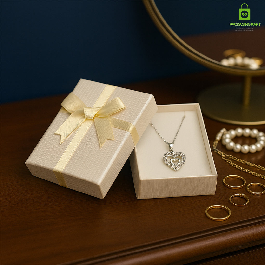 Elegant White Jewellery Organizer Box for Rings, Necklaces & Earrings