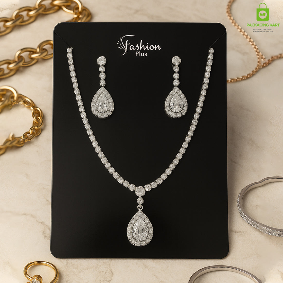 Fashion Jewellery Set Card in Black for Elegant Packaging