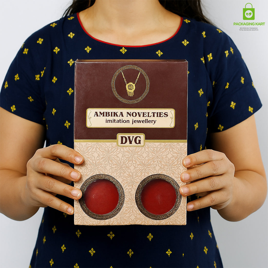 Premium Round Red Velvet Plastic Box – Mangalsutra Jewellery Holder