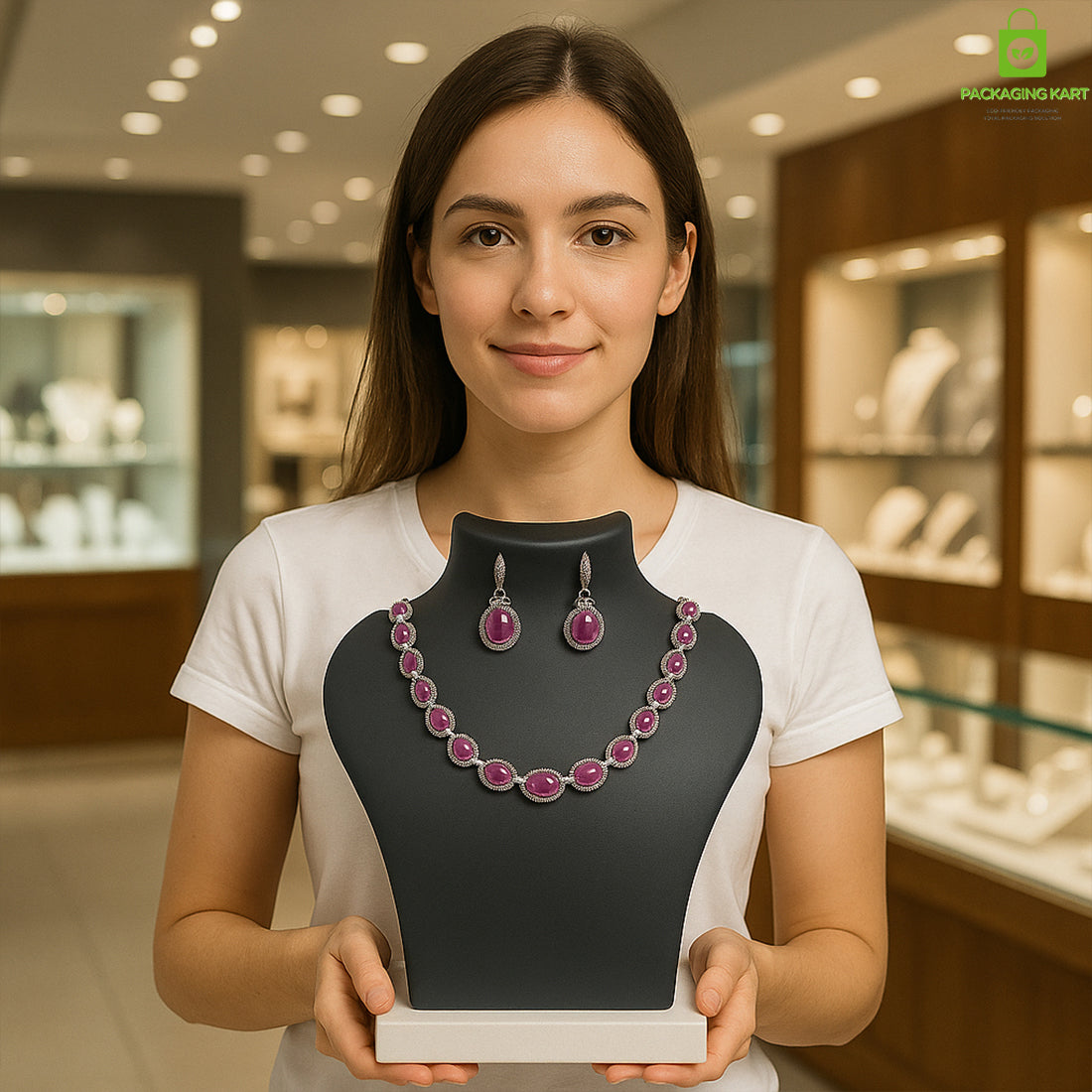 Black Plastic Fibre Jewellery Display Statue – Elegant Neck Stand