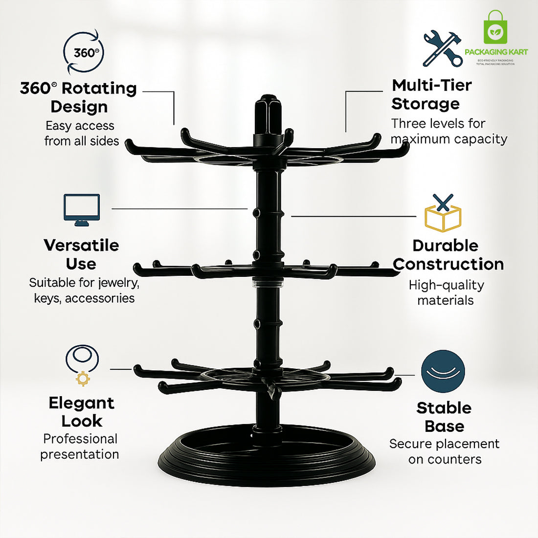 Rotating Earring Display Stand – 360 Degree Jewelry Organizer Rack