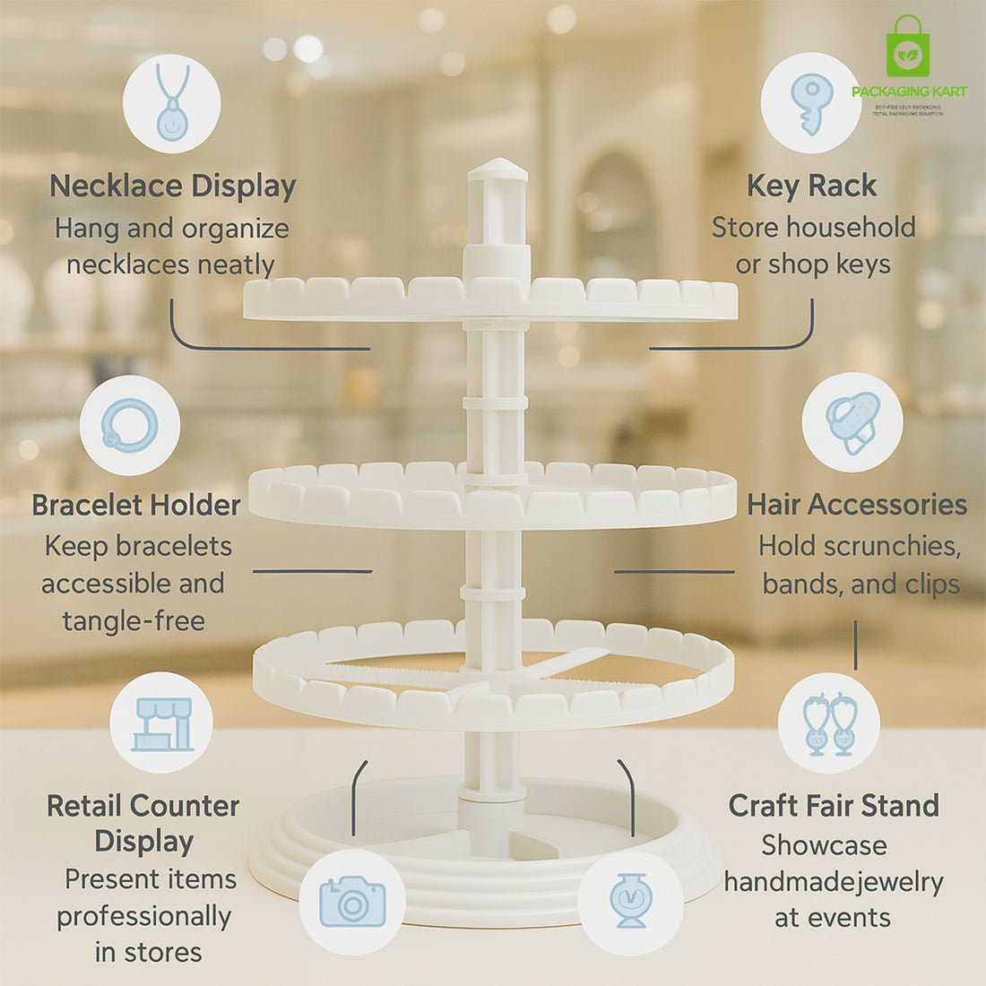 360° Rotating Earrings Stand – Jewelry Display Holder for Studs & Danglers