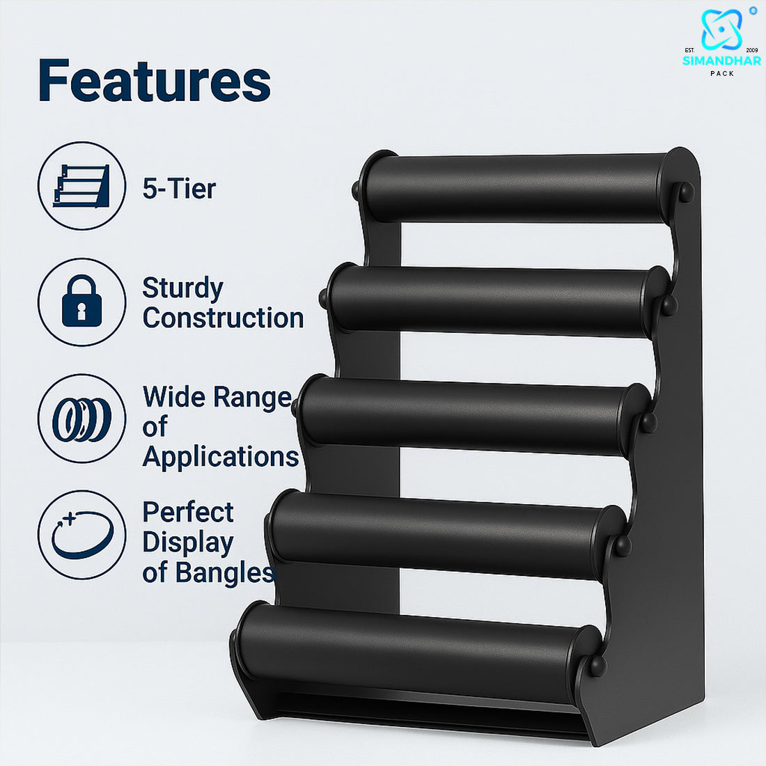 Black Plastic 5 Roll Jewelry Bangle Display Stand Holder For Jewelry Storage And Jewelry Shop
