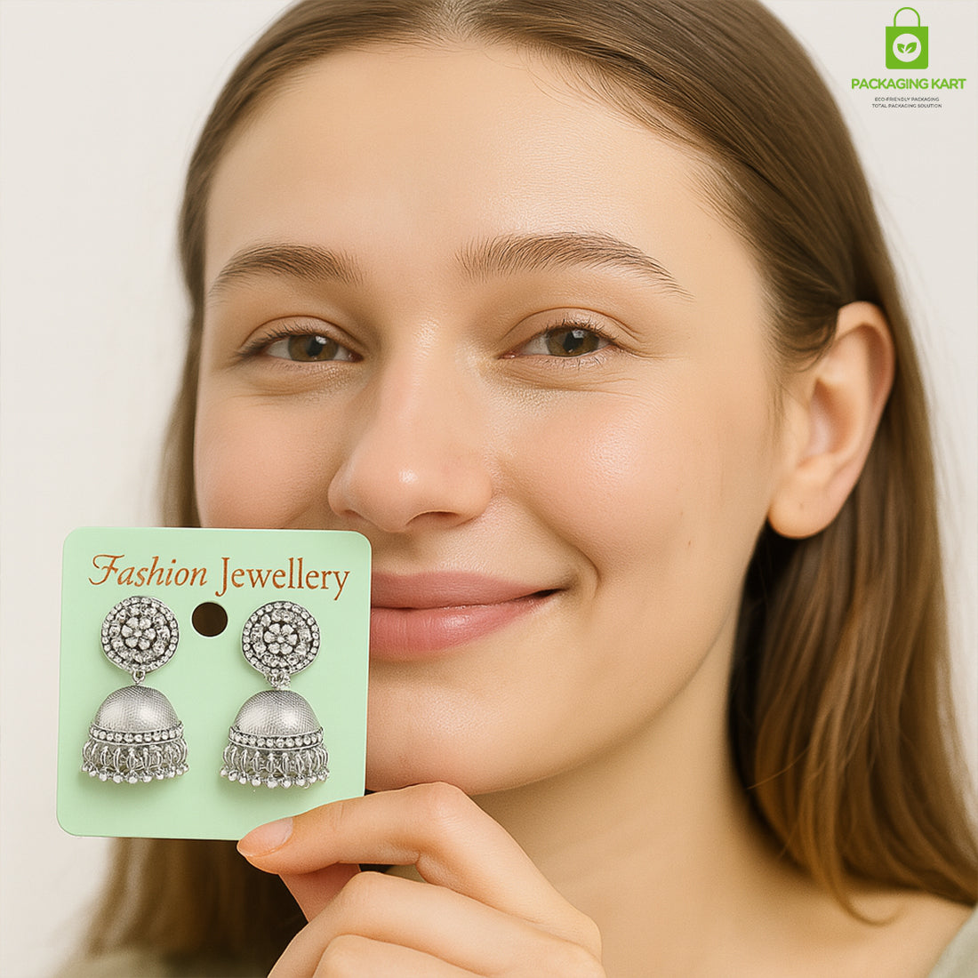 Green Stud Earrings Display Cards – Clean & Minimalist Jewelry Holder
