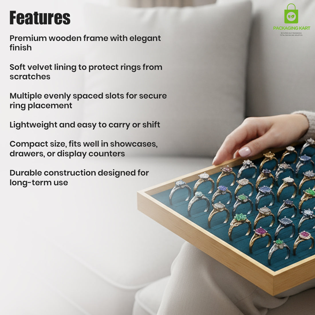 Elegant Green Jewellery Tray – Ring Arrangement